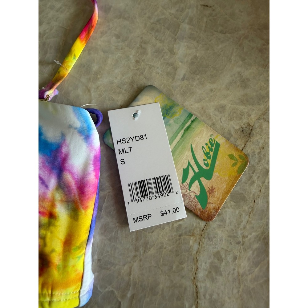 Hobie Women Tie Dye Bandeau Bikini Top Multi Color HS2YD81 Small NWT - Picture 3 of 4